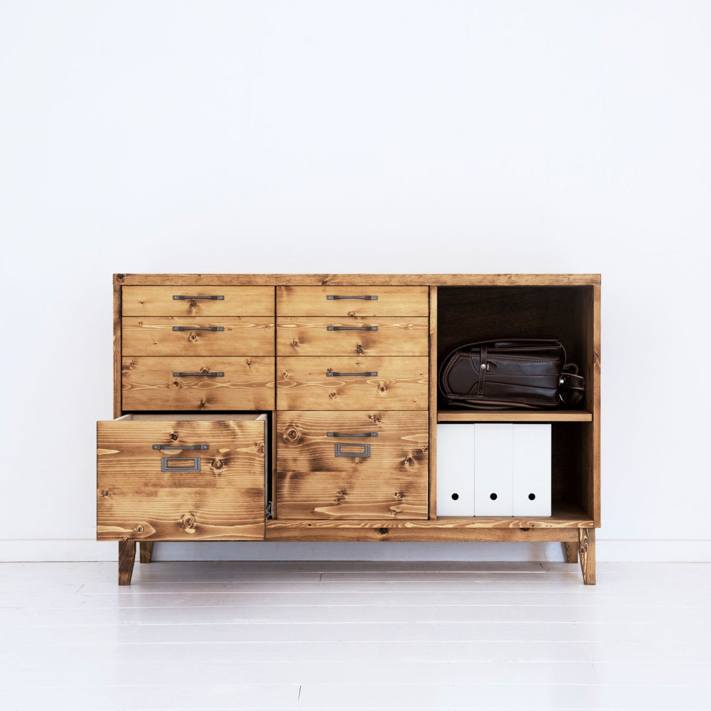 ファイルキャビネット 書類棚 オフィスキャビネット 天然無垢材 幅