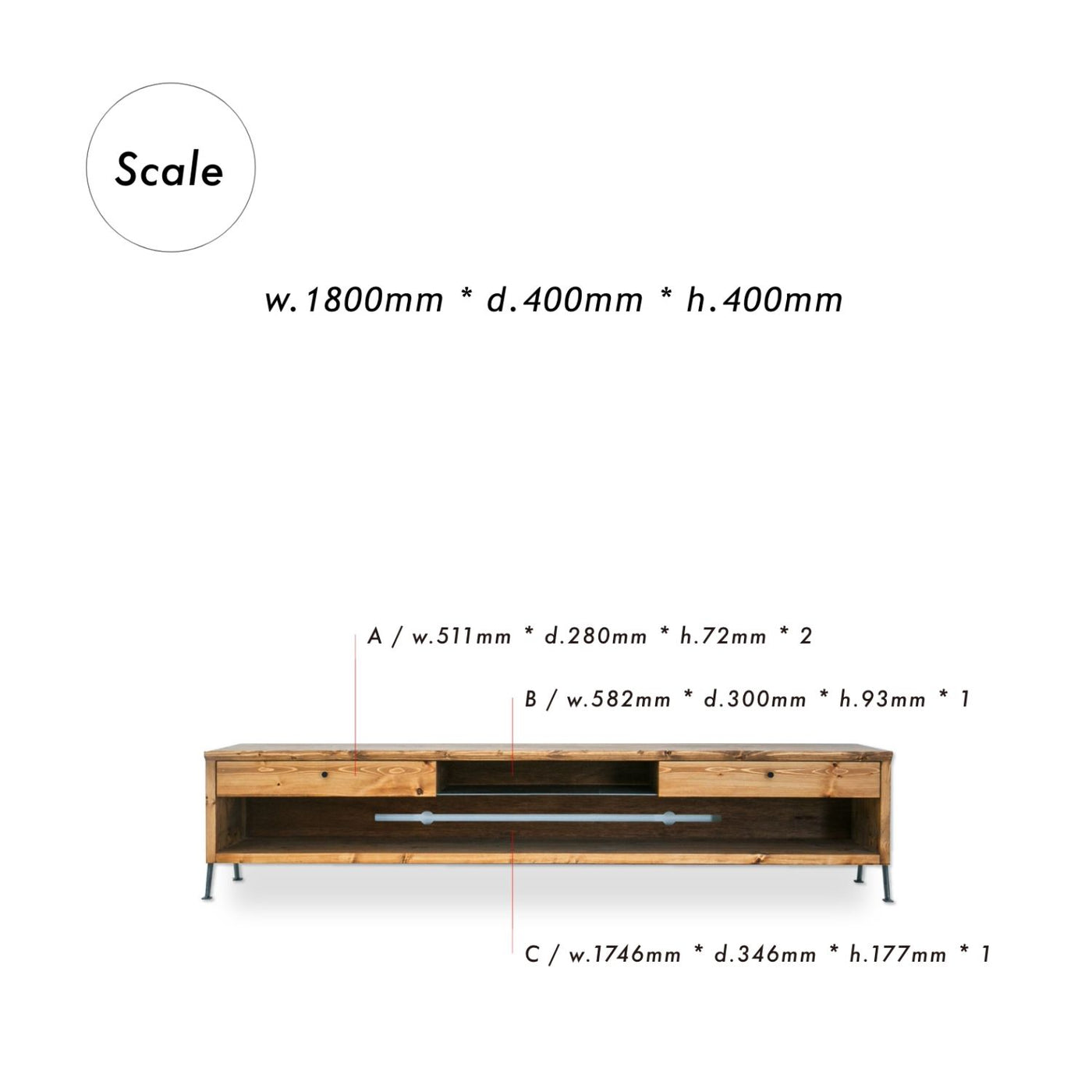 テレビボード テレビ台 ローボード 天然無垢材 幅180cm 無垢